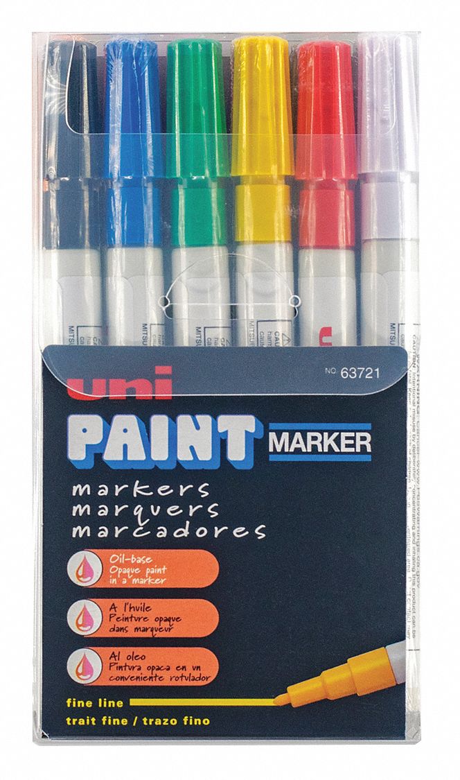 UNI PAINT Permanent Industrial Marker, PaintBased, Blacks, Blues, Greens, Reds, Whites, Yellows