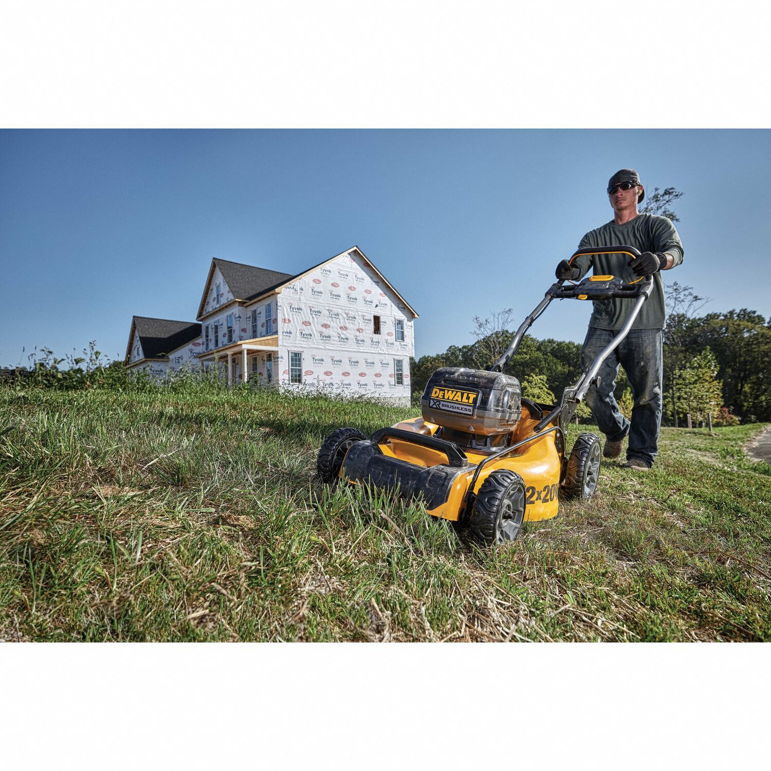 DEWALT Walk Behind Mower Push, 20 in Cutting Wd, Mulch/Side or Bag