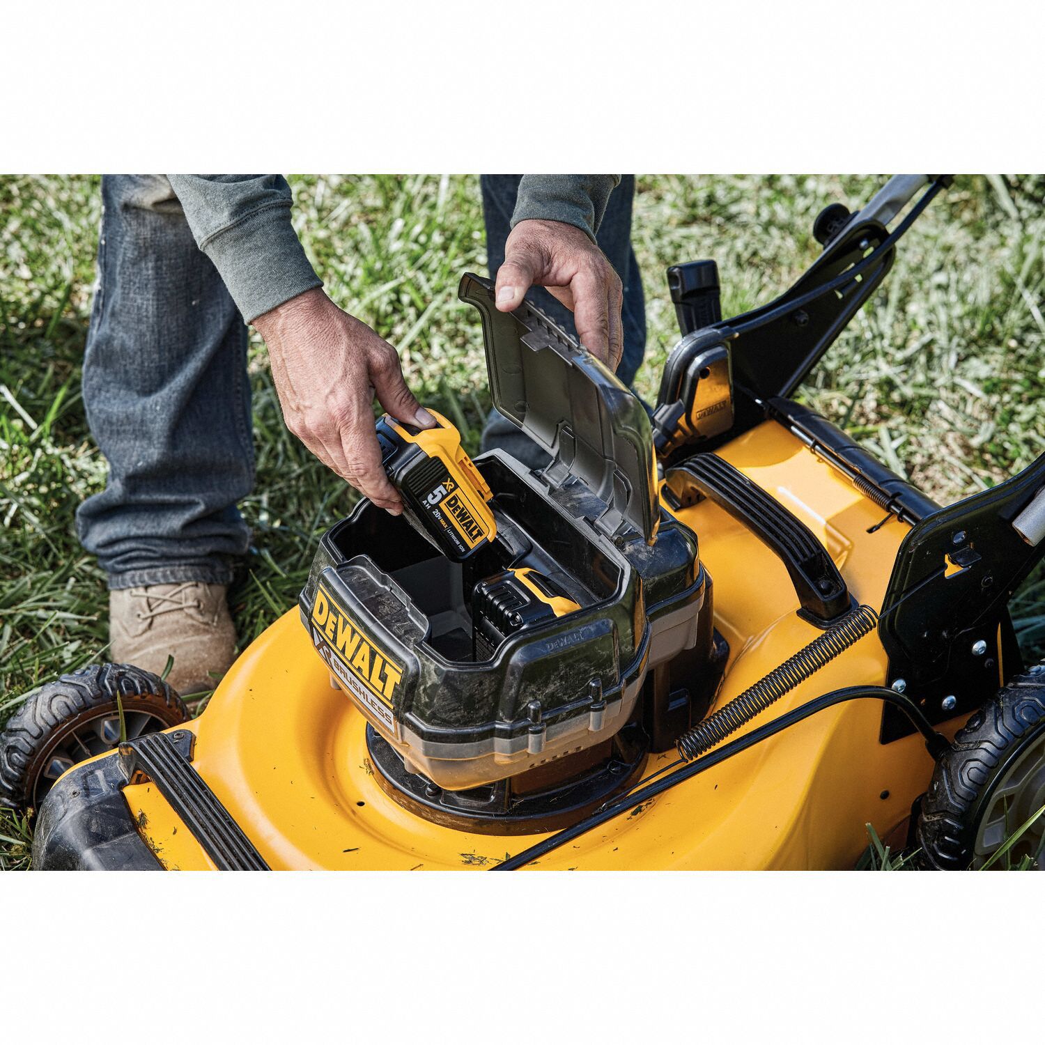 DEWALT Walk Behind Mower Push, 20 in Cutting Wd, Mulch/Side or Bag