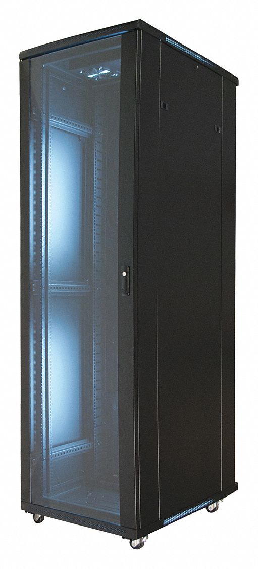 Server Cabinet: 42 Rack Units, 81 1/8 in x 23 5/8 in x 39 3/8 in, Steel