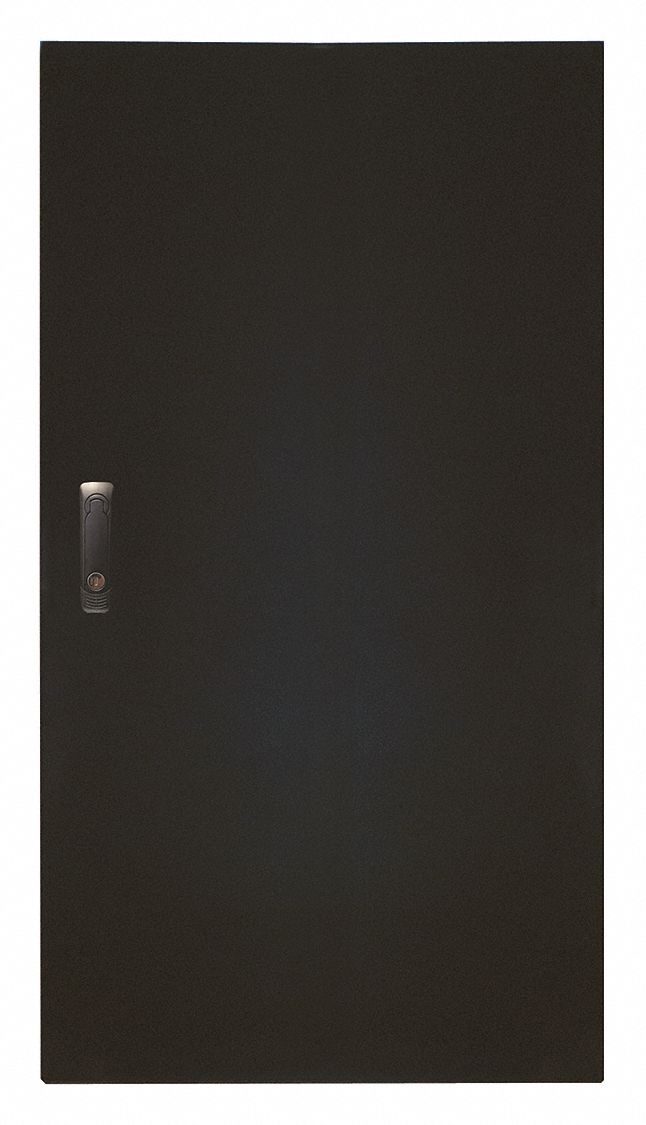 Solid Door: 18 Rack Units, 1 in Overall Wd, 32 in Overall Ht, Black, Steel
