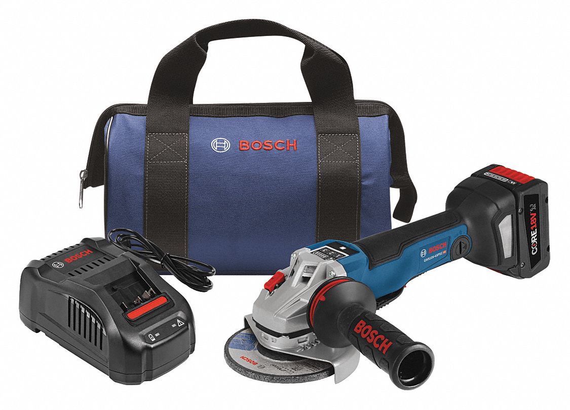 BOSCH 4 1/2 in Cordless Angle Grinder Kit, 18.0 V Voltage, 9,000 RPM No Load RPM, Battery