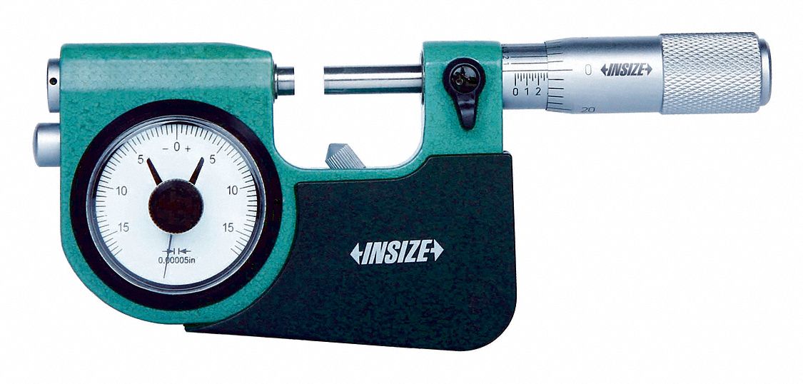 INSIZE, Inch, 1 in to 2 in Range, Dial Indicating Outside Micrometer