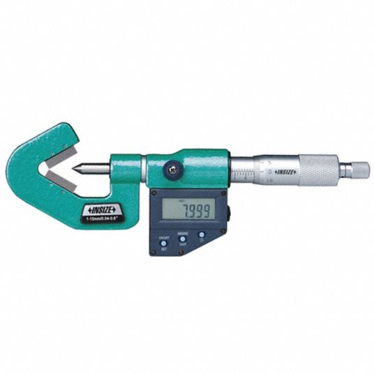 INSIZE Digital V-Anvil Micrometer, Operation Type Digital, Range 2.6 in ...