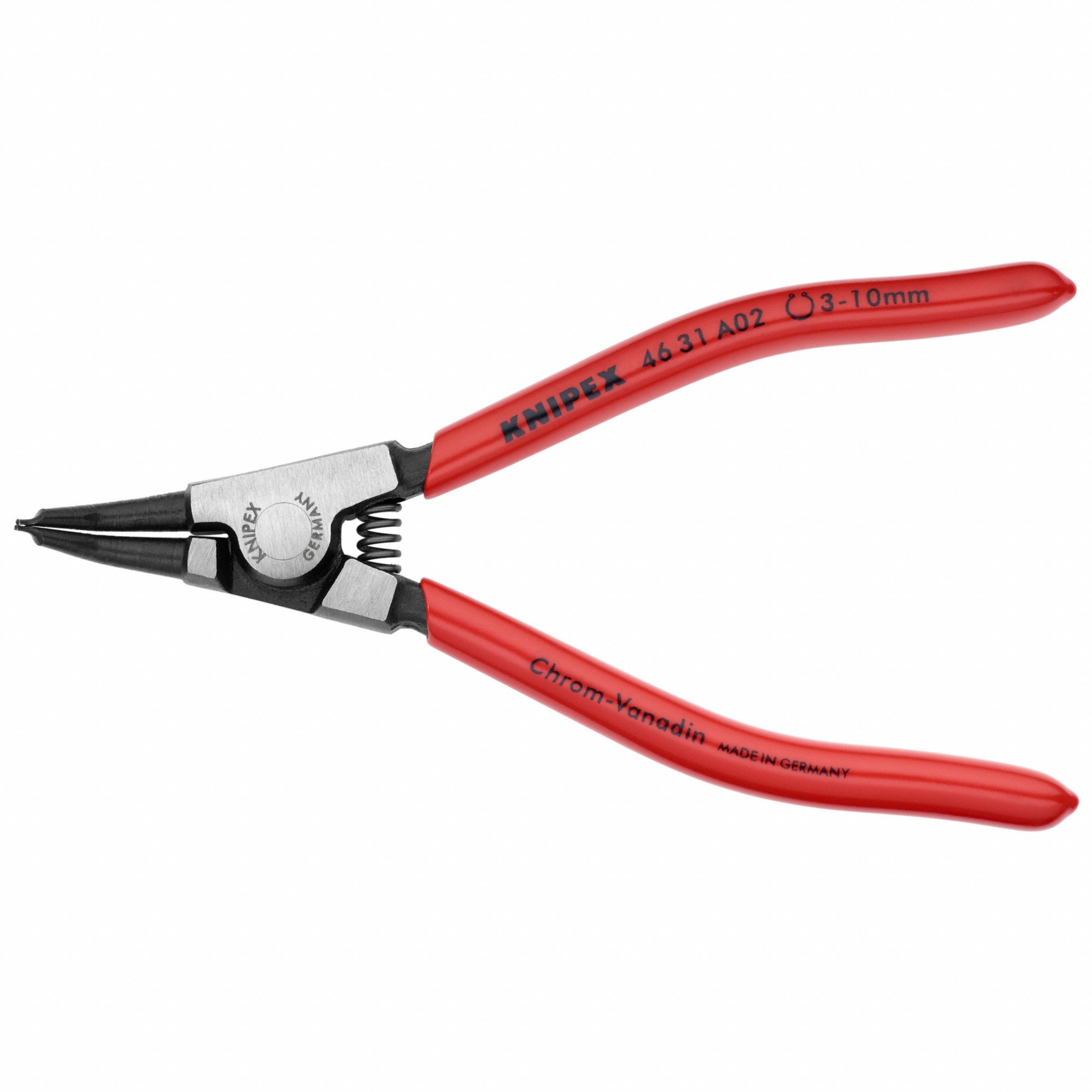 Retaining Ring Plier: External, For 3 mm to 10 mm Shaft Dia, 0.035 in Tip Dia, 5 1/8 in Overall Lg