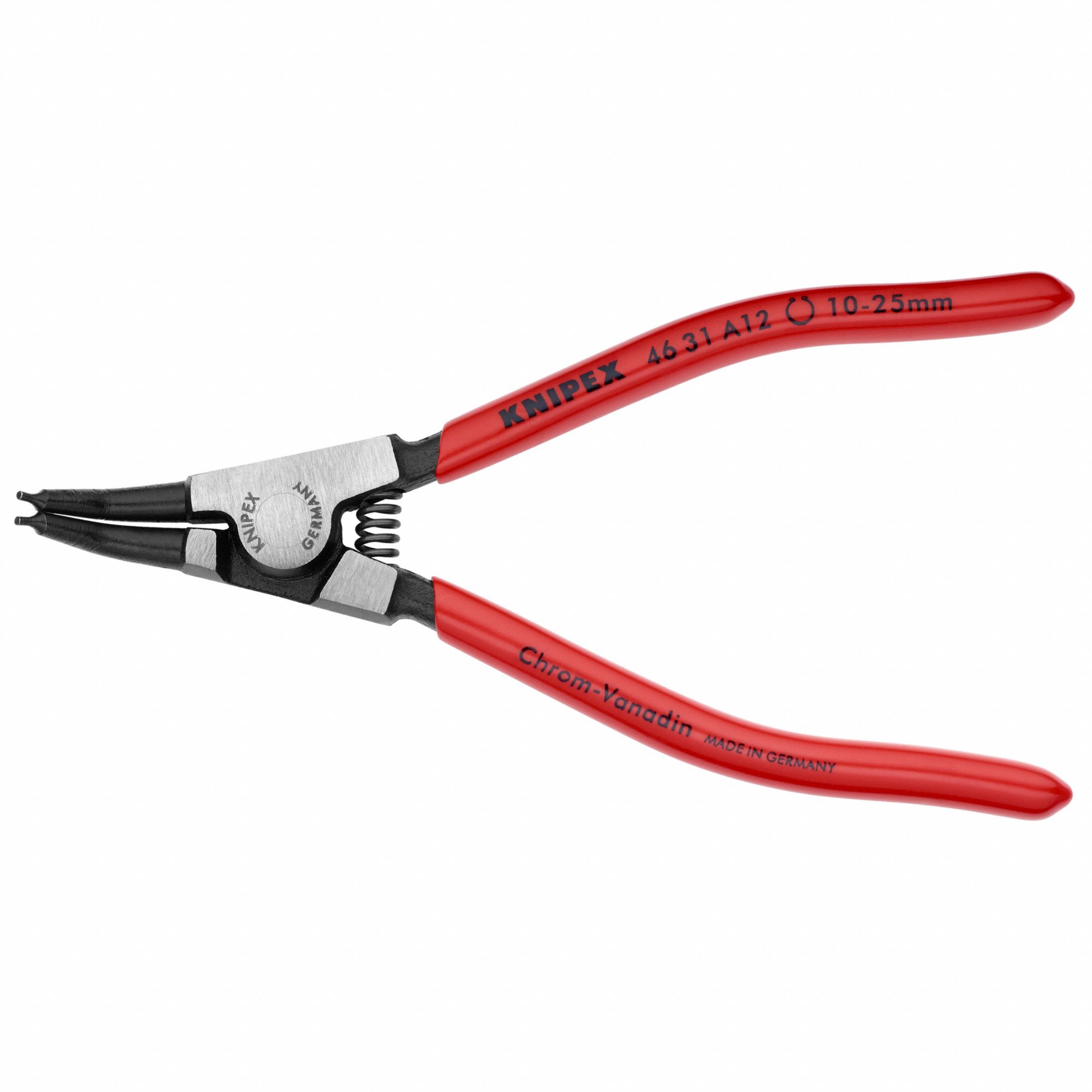 Retaining Ring Plier: External, For 10 mm to 25 mm Shaft Dia, 0.051 in Tip Dia, 5 1/8 in Overall Lg