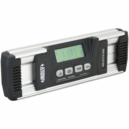 INSIZE Digital Protractor: -360° to 360°/90° x 4 Range, 0.05° Resolution,  Backlight LCD Display