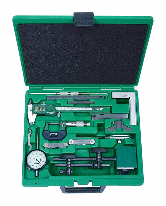 PRECISION MEASURING TOOL KIT, 9 PIECES, DIGITAL CALIPER, MECHANICAL OUTSIDE MICROMETER