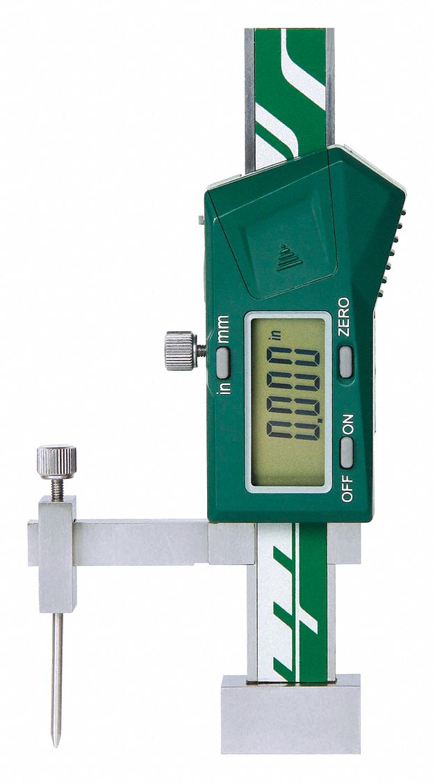 INSIZE Digital Height Gauge: 0 in to 0.8 in/0 to 20 mm Range, ±0.0008 in  Accuracy, Single-Pole Beam