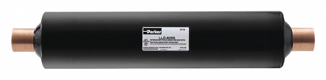 Liquid Line Filter Dryer: Steel, For 20 ton System, Molecular Sieve, 15.9 in Lg