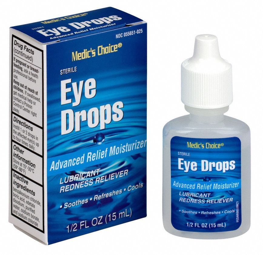 GRAINGER APPROVED Eye Drops, Liquid Solution, Box, Single Use