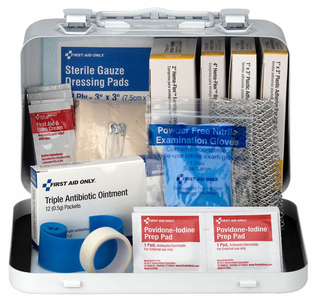 GRAINGER APPROVED First Aid Kit, Kit, Metal, Vehicle, 5 People Served per Kit 463L7259291