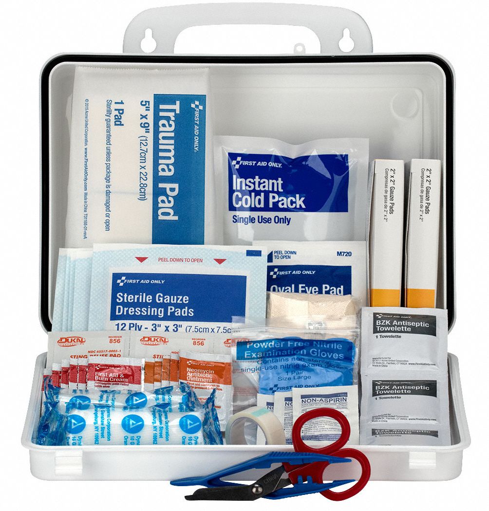 GRAINGER APPROVED First Aid Kit, Kit, Plastic, Industrial, 25 People