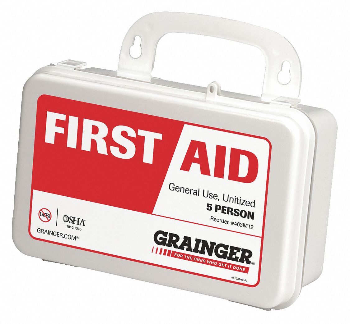 GRAINGER APPROVED First Aid Kit, Kit, Plastic, Industrial, 5 People