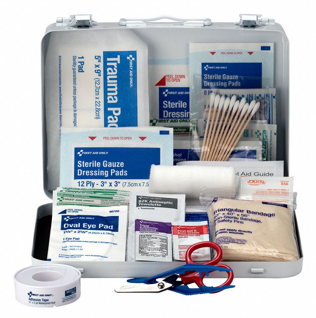 GRAINGER APPROVED First Aid Kit, Metal, Industrial, 25 People