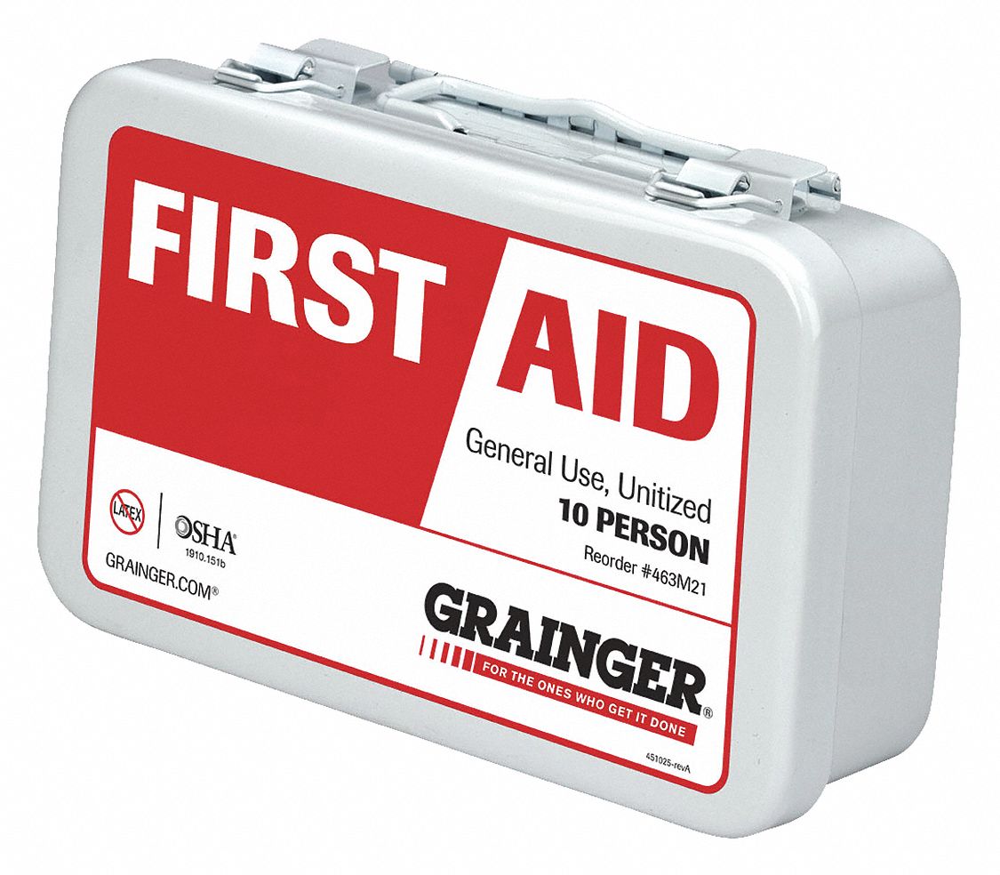 GRAINGER APPROVED First Aid Kit, Kit, Metal, Industrial, 10 People Served per Kit 463M2155068