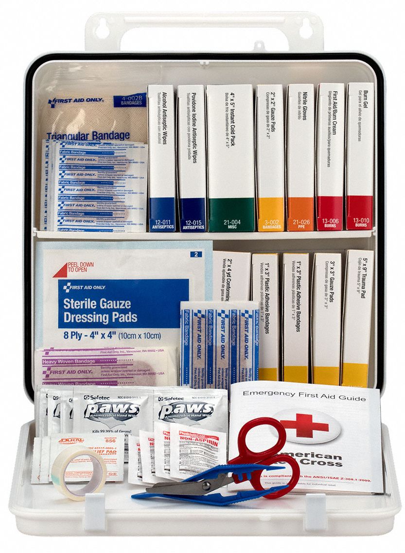 GRAINGER APPROVED First Aid Kit, Kit, Plastic, Industrial, 50 People Served per Kit 463M23