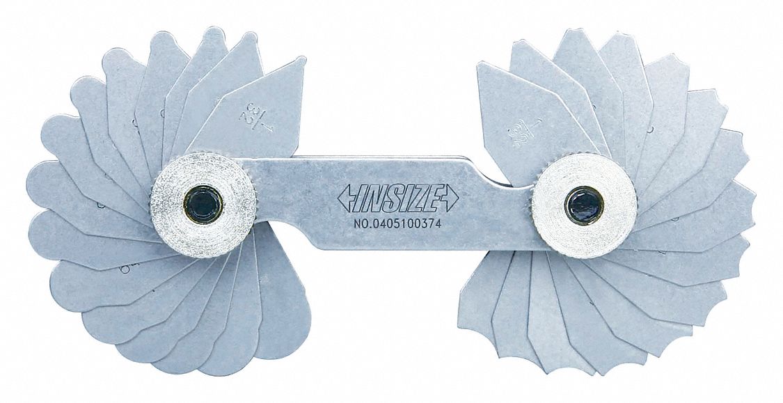 INSIZE Radius Gauge Set, Number of Leaves 16, Set Style Fixed Leaves