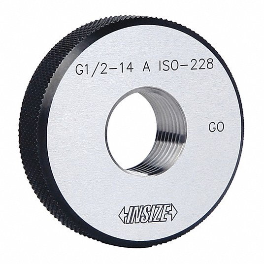 Vejfremstillingsproces ærme fordom INSIZE, 1/2"-14 Thread Size, No-Go (Minus) Gauge, Pipe Thread Ring Gauge -  463R20|4635-1A14N - Grainger