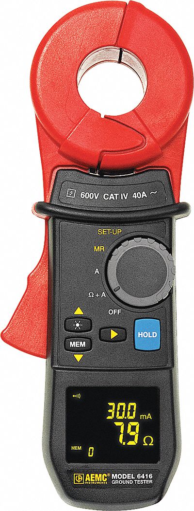 Clamp On Earth Resistance Tester: CAT IV 600V, 0.2 mA to 40 A, 300 Records Stored