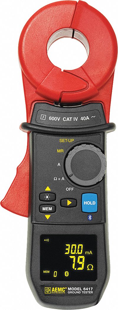 Clamp On Earth Resistance Tester: CAT IV 600V, 0.2 mA to 40 A, 2,000 Records Stored