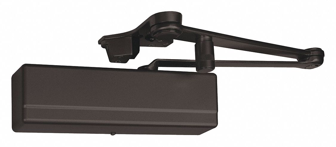 Door Closer: Parallel Mounting Type, Grade 1 - Heavy Duty, Bronze, 12 in Lg, 2 1/4 in Wd