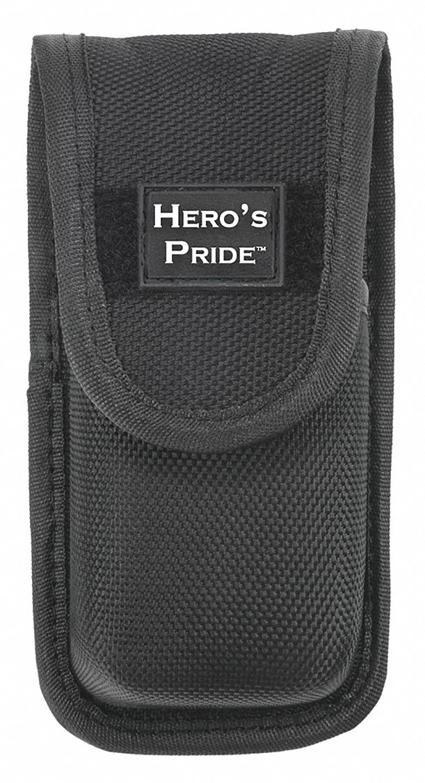 Medical Pouch: Black, Nylon, Ballistic, 5 in x 2 in, Snap Closure, For 2 1/4 in Belt Wd
