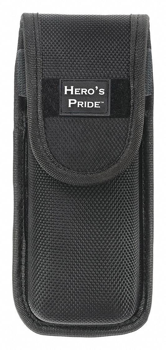 Medical Pouch: Black, Nylon, 6 1/4 in x 1 15/16 in, Snap Closure, For 2 1/4 in Belt Wd