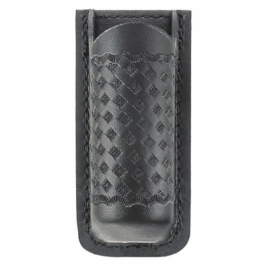 Duty Belt Accessory: Holder, OC/Aerosol Pouch, Belt Mounted, Black, Synthetic Leather