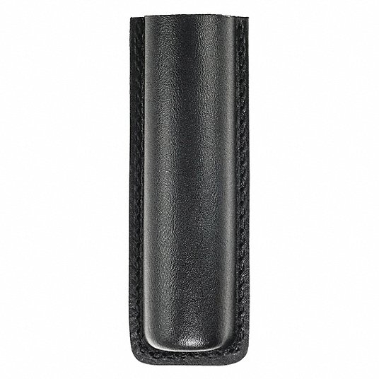 Duty Belt Accessory: Holder, Flashlight Pouch, Belt Mounted, Black, Synthetic Leather