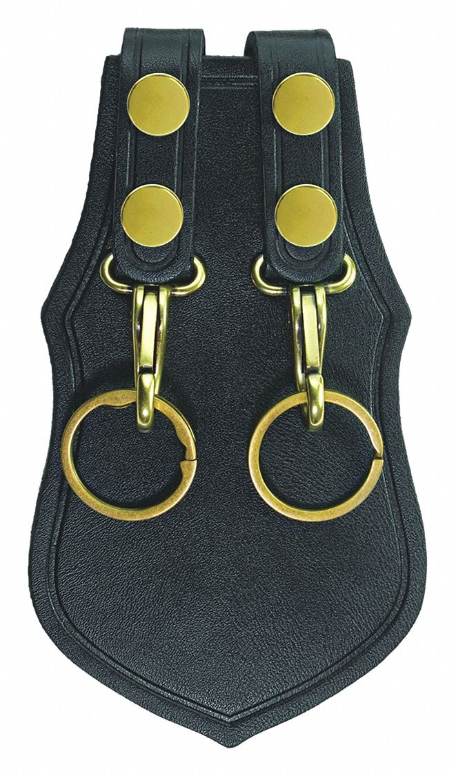 Duty Belt Accessory: Holder, Key Pouch, Belt Mounted, Black, Synthetic Leather, Snap Closure