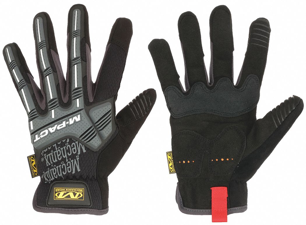 M-PACT MECHANICS GLOVES, S (8), FULL FINGER, SYNTHETIC LEATHER, TPR, BLACK