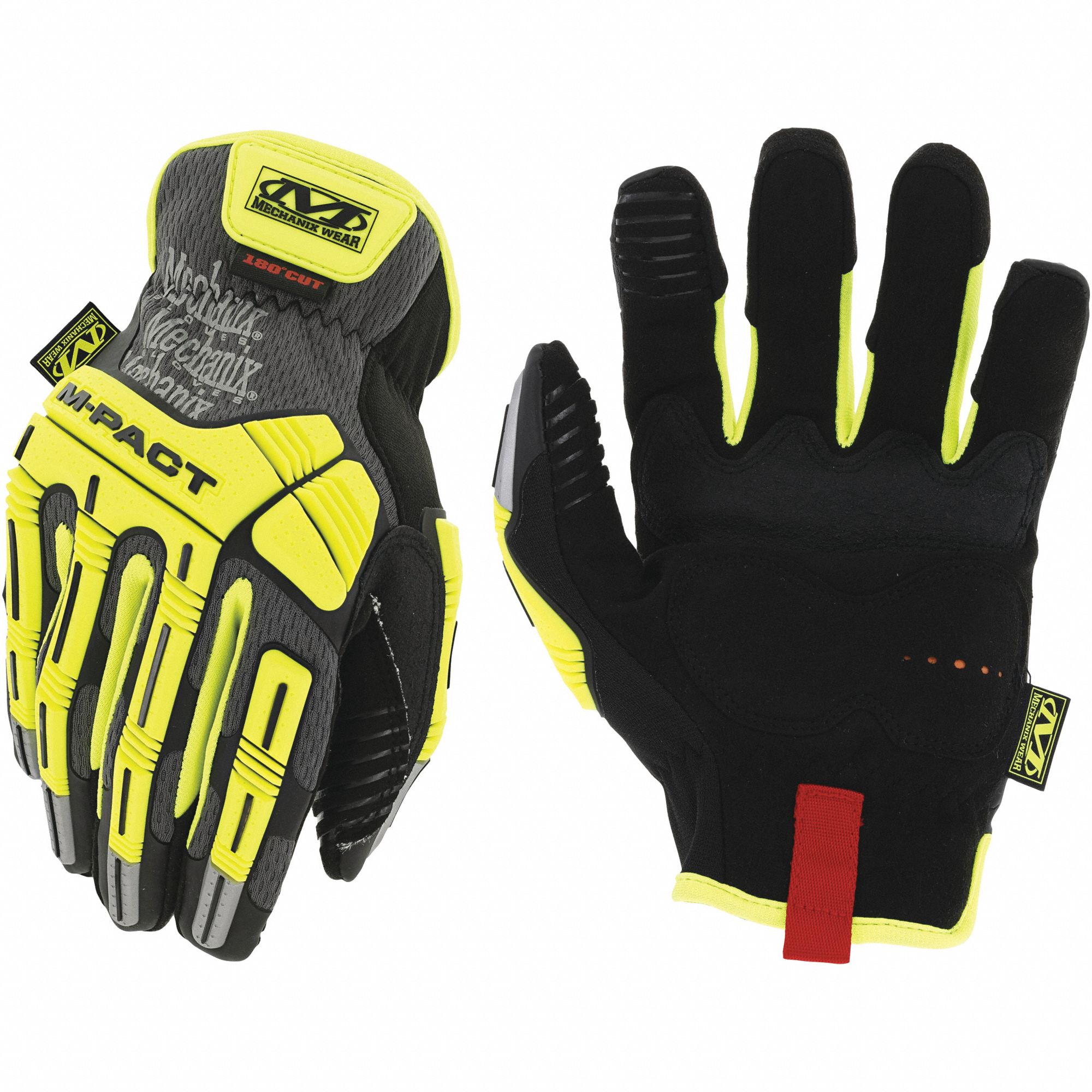 MECHANIX WEAR M-PACT MECHANICS GLOVES, L (10), SYNTHETIC LEATHER, ANSI CUT  LEVEL A5, HI-VIS YELLOW - Mechanics- & Riggers-Style General Purpose Gloves  - MXWSMC-C91-010