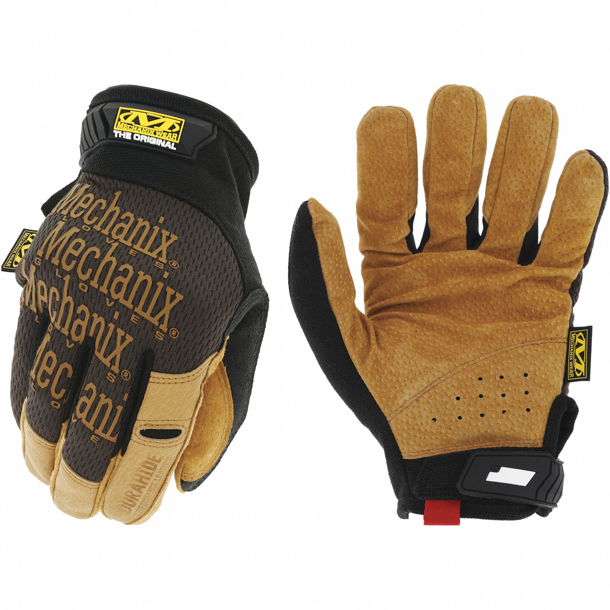 Mechanix Wear Mechanics Gloves: 2XL ( 12 ), Mechanics Glove, Full Finger,  Pigskin, Brown, 1 PR