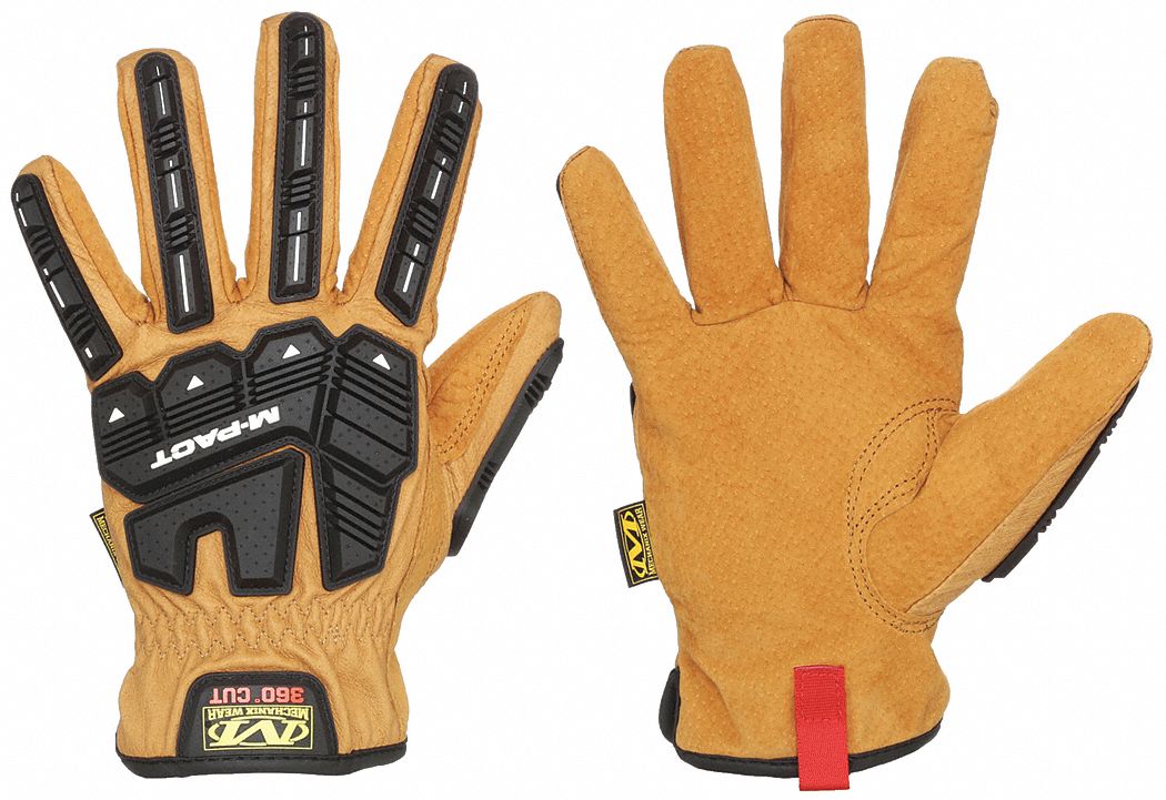 DURAHIDE M-PACT LEATHER DRIVERS GLOVES, M (9), PIGSKIN, ANSI IMPACT LEVEL 2, FULL