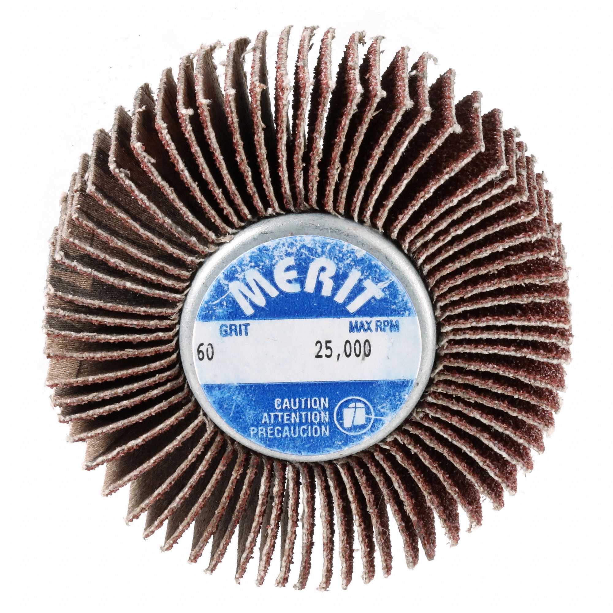 Flap Wheel: 2 in Dia x 1 in W, 1/4"-20 Threaded-Shank, Aluminum Oxide, P60 Grit, Super Finish