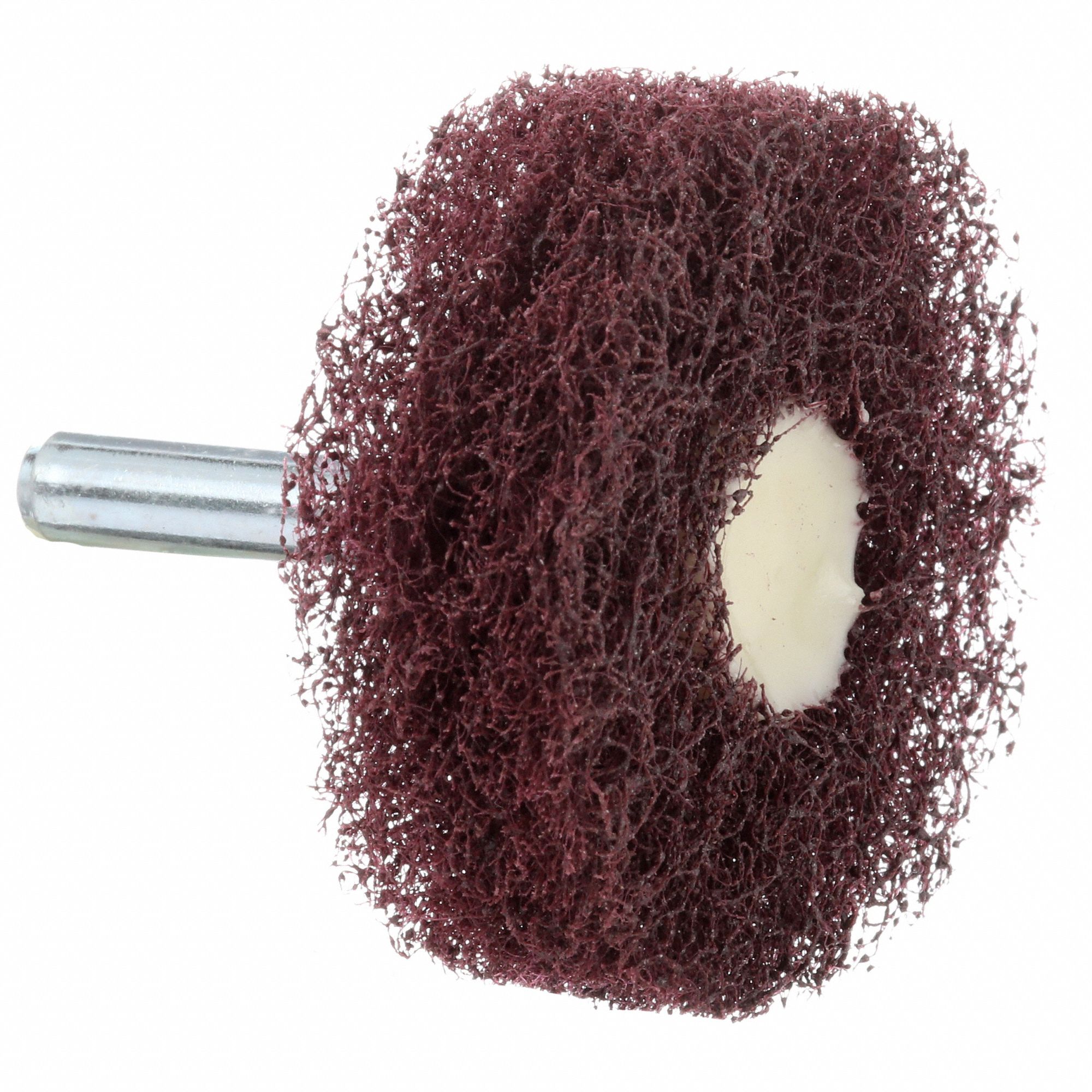 Non-Woven Disc Wheel: 2 in Dia x 1/2 in W, 1/4 in Straight Shaft, Aluminum Oxide, Medium