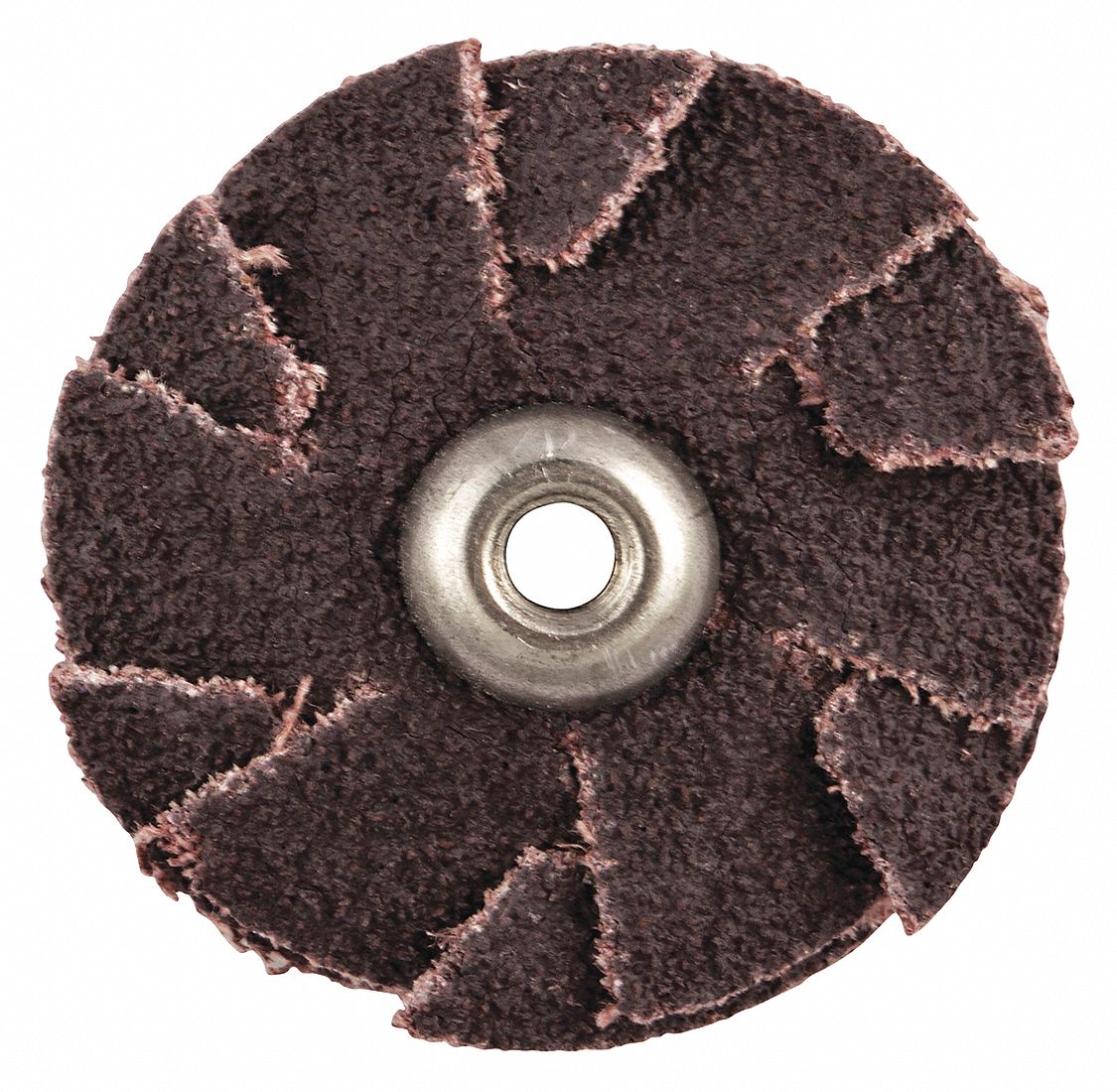 Overlap Slotted Disc: 1 1/4 in Dia, #8-32 Eyelet, Aluminum Oxide, 120 Grit, X Wt Cotton, R228