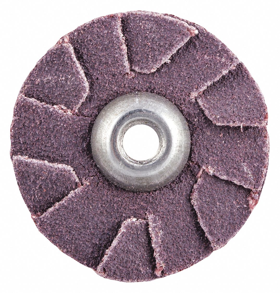 Overlap Slotted Disc: 1 in Dia, #8-32 Eyelet, Aluminum Oxide, 120 Grit, X Wt Cotton, R228