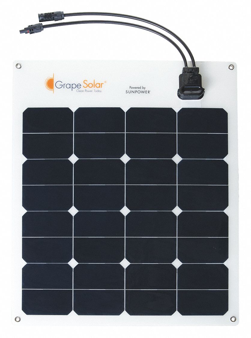 Solar Panel: Monocrystalline, 50 W Nominal Output Power, 36 Cells, 17.7V DC, Wire Lead