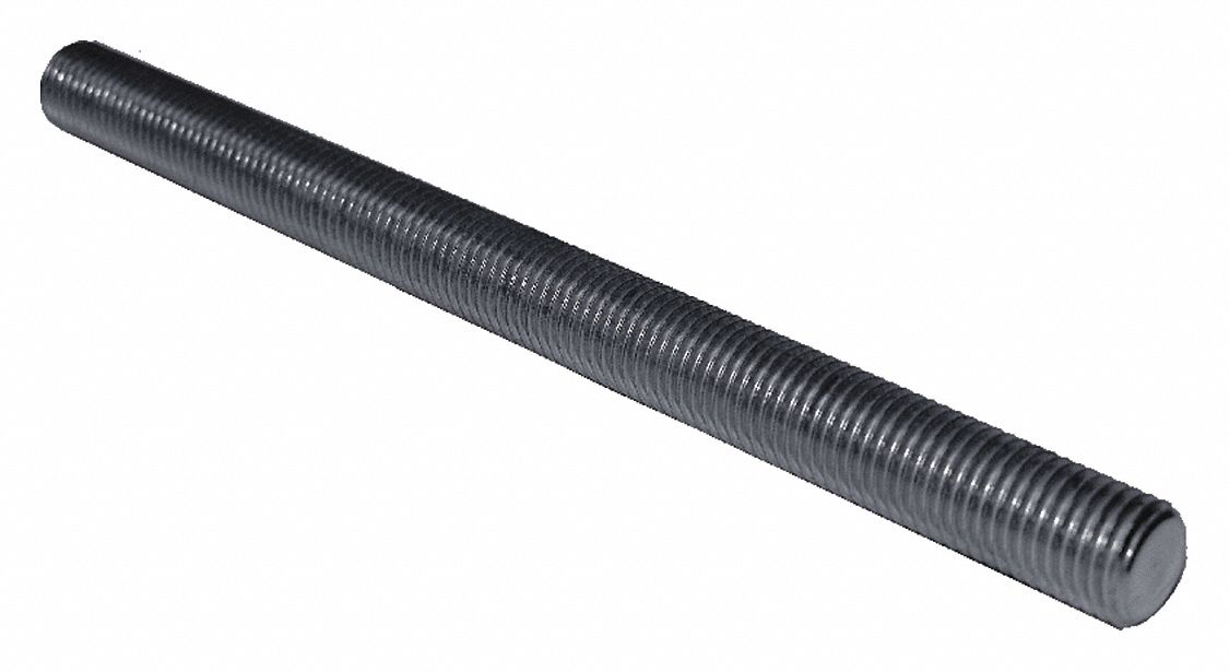 FULLY THREADED STUD, 5/16"-18 THREAD SIZE, STEEL, GRADE 8, BLACK OXIDE, 2 FT L, 5 PK