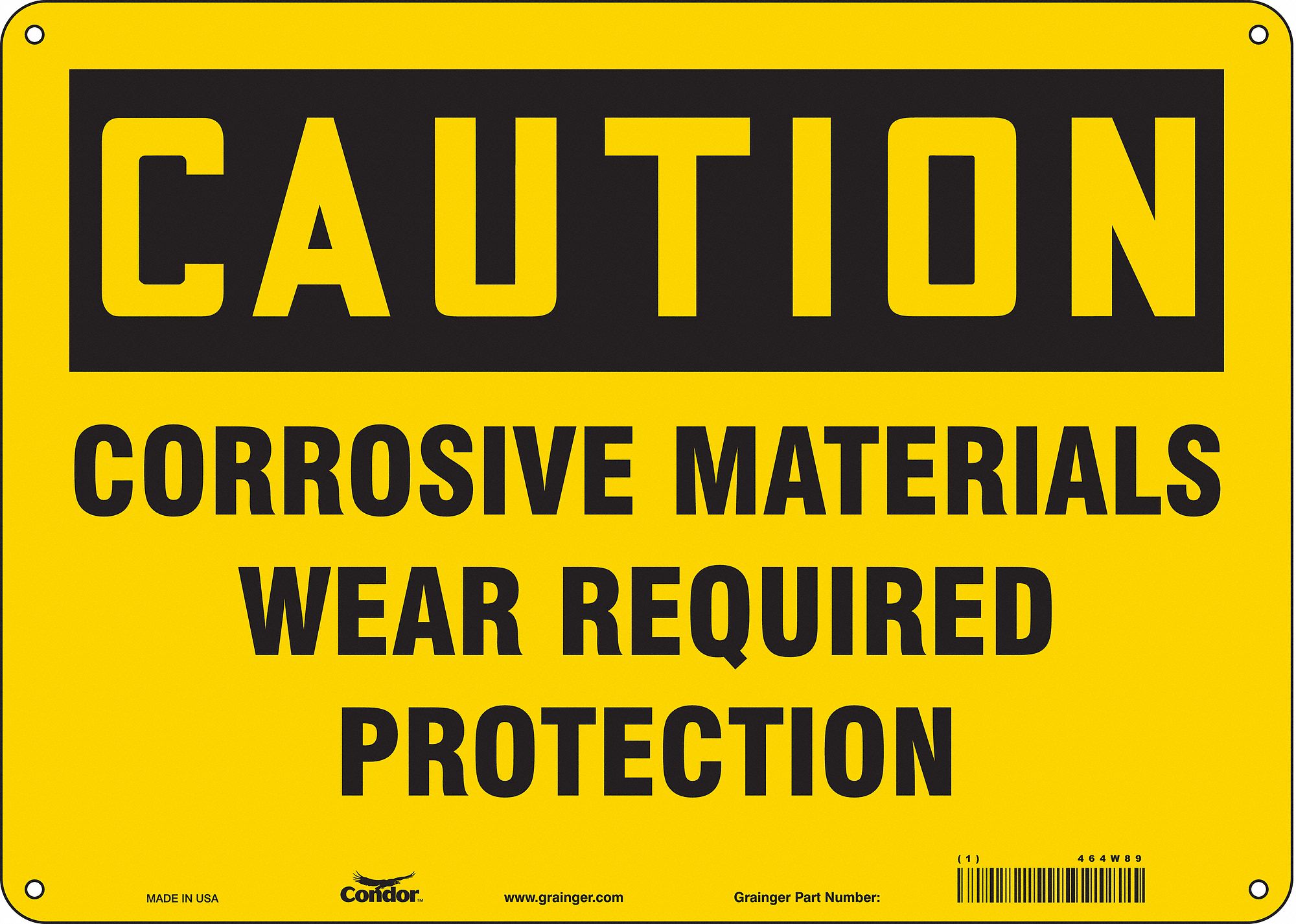 Safety Sign: Polyethylene, Mounting Holes Sign Mounting, 10 in x 14 in Nominal Sign Size