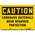 Caution: Corrosive Materials Wear Required Protection Signs