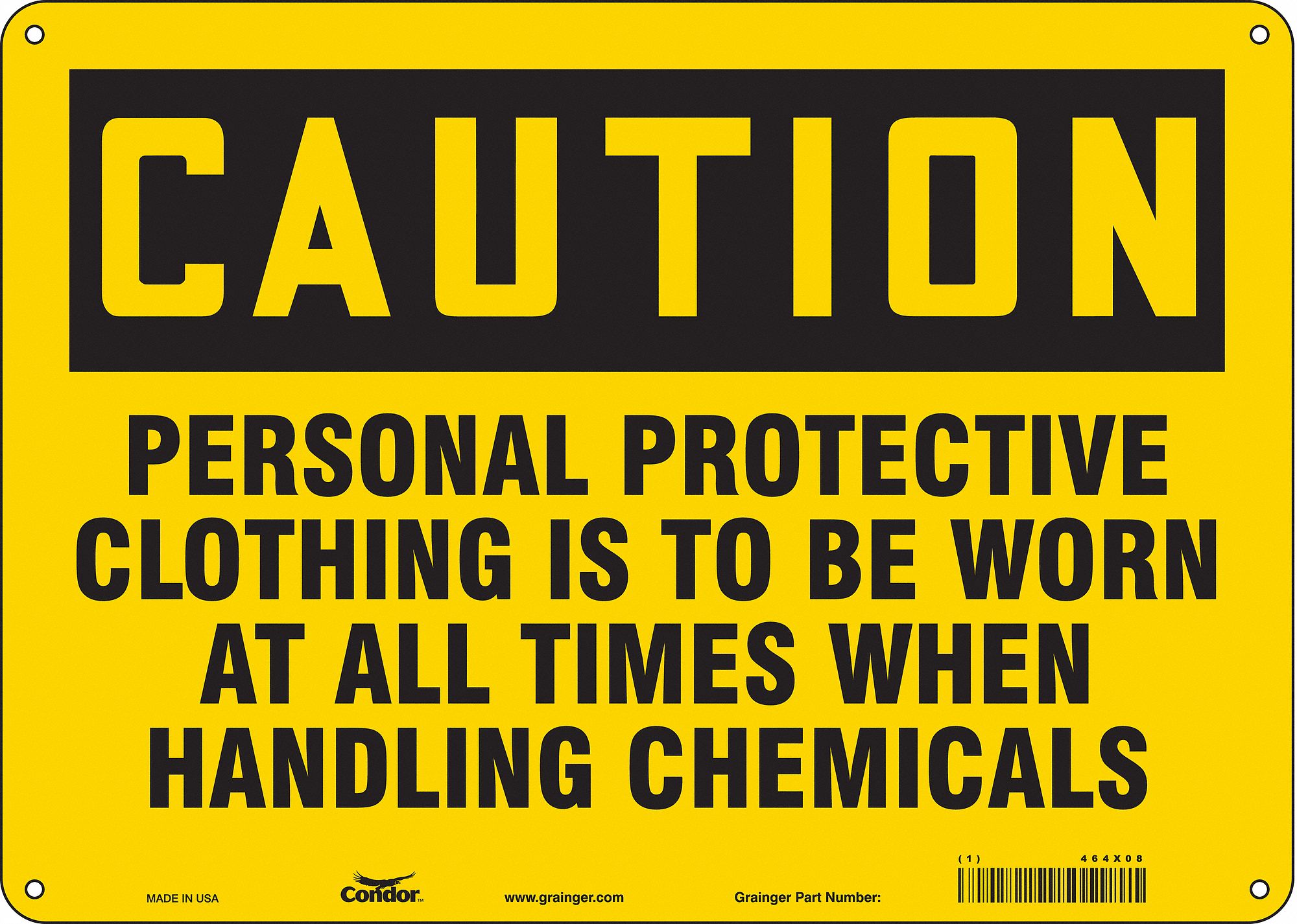 Safety Sign: Aluminum, Mounting Holes Sign Mounting, 10 in x 14 in Nominal Sign Size, 0.032 in Thick