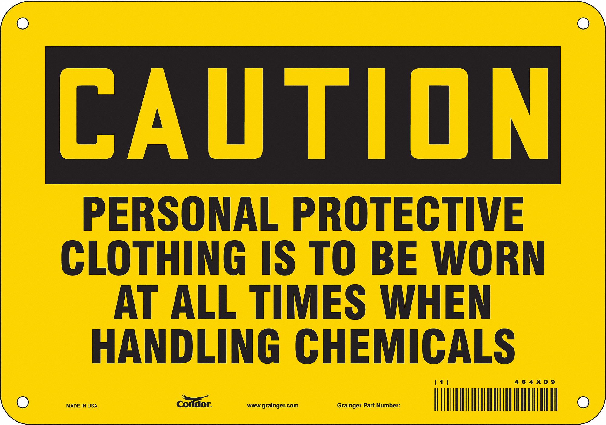 Safety Sign: Polyethylene, Mounting Holes Sign Mounting, 7 in x 10 in Nominal Sign Size, Caution