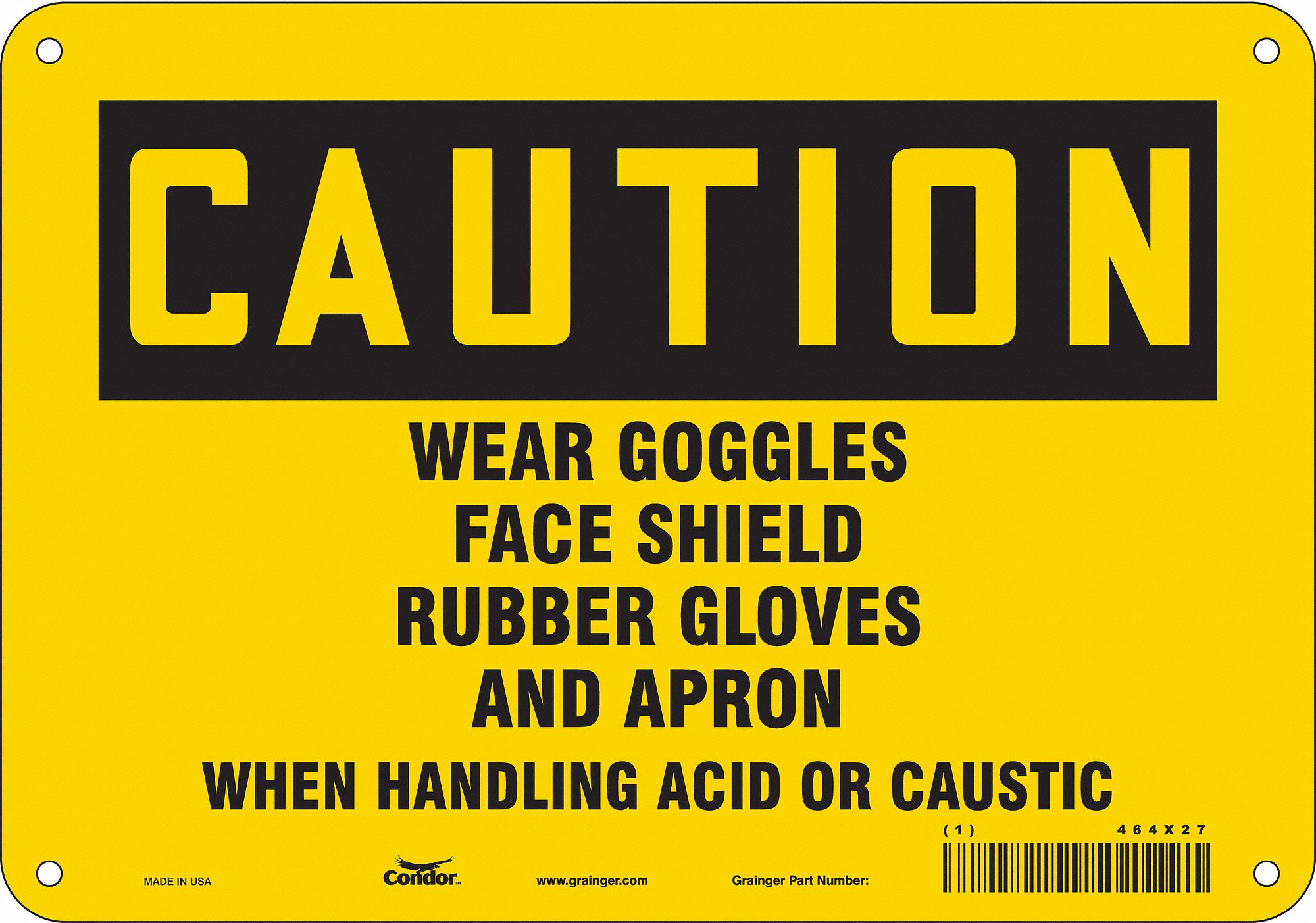 Safety Sign: Aluminum, Mounting Holes Sign Mounting, 7 in x 10 in Nominal Sign Size, 0.032 in Thick