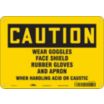 Caution: Wear Goggles Face Shield Rubber Gloves And Apron When Handling Acid Or Caustic Signs