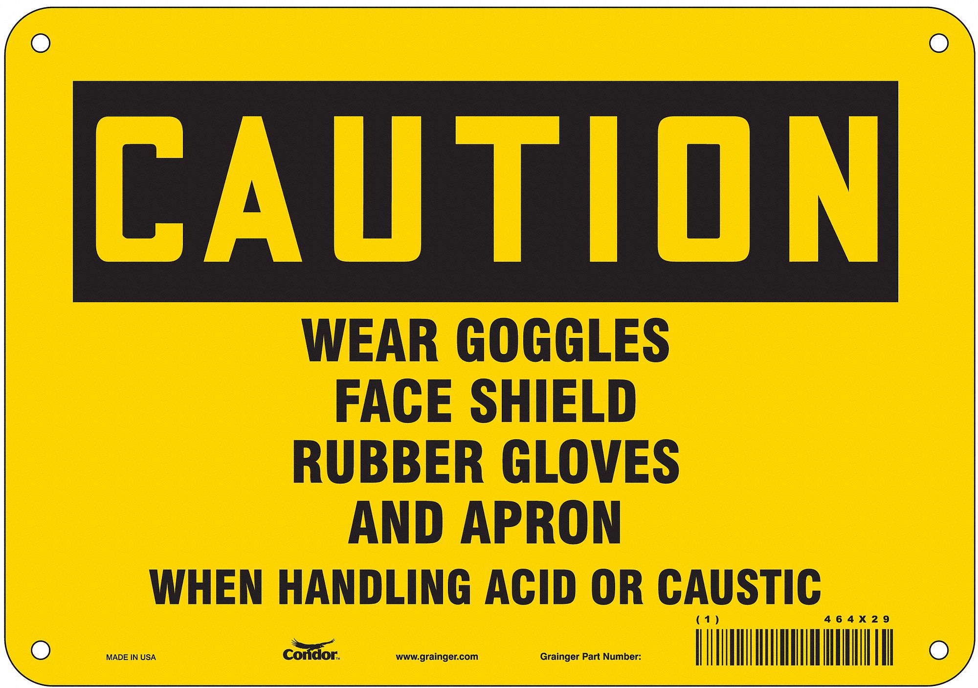 Safety Sign: Polyethylene, Mounting Holes Sign Mounting, 7 in x 10 in Nominal Sign Size, Caution