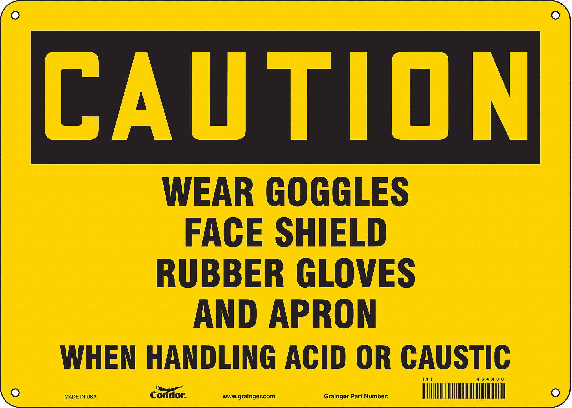 Safety Sign: Polyethylene, Mounting Holes Sign Mounting, 10 in x 14 in Nominal Sign Size, Caution