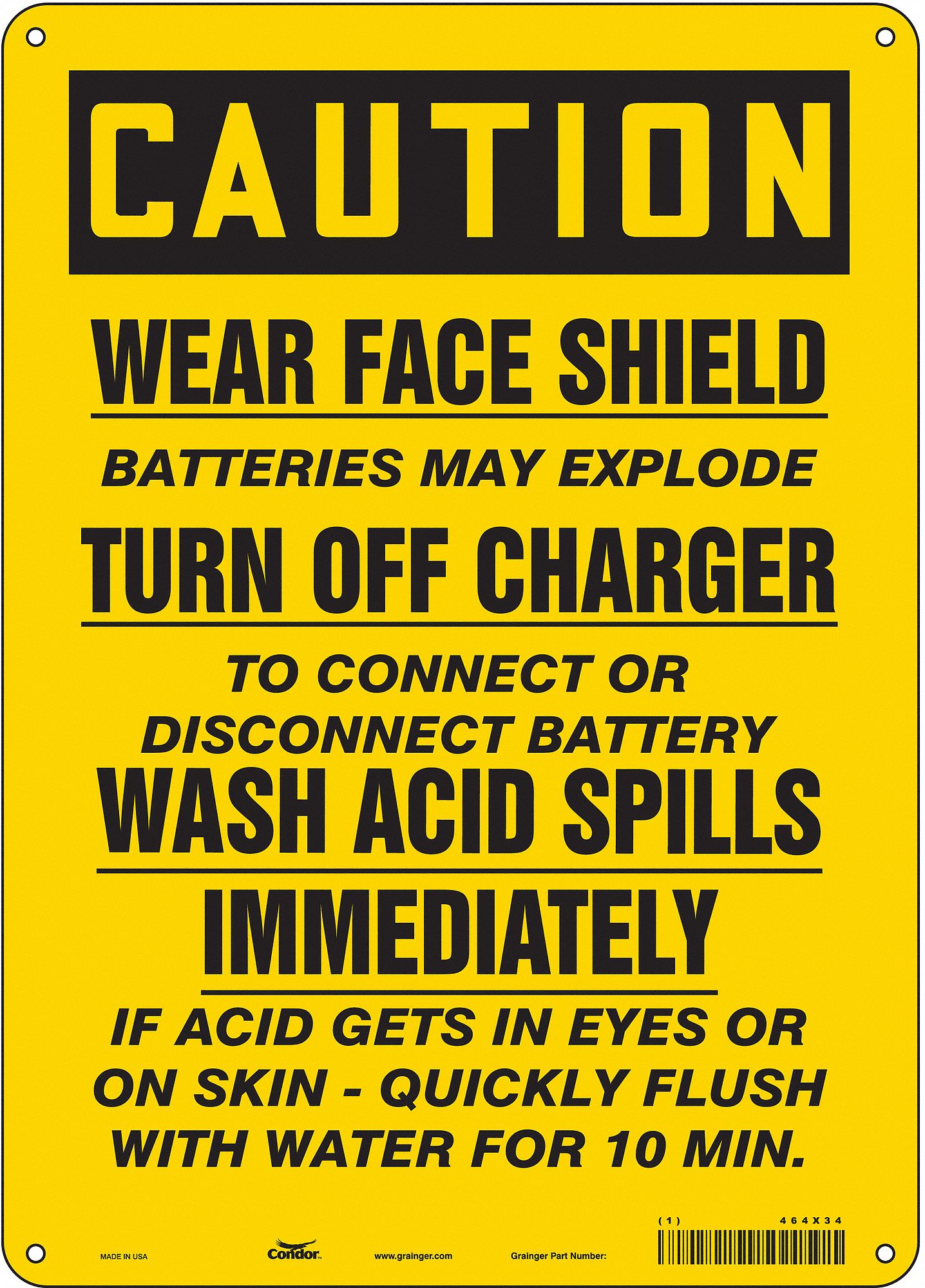 Safety Sign: Aluminum, Mounting Holes Sign Mounting, 14 in x 10 in Nominal Sign Size, 0.032 in Thick